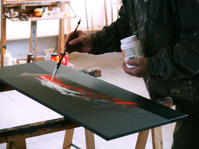 Pedro Muiño en el estudio de Alicante, 2010